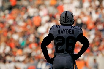 DENVER - SEPTEMBER 26:  Cornerback Kelvin Hayden #26 the Indianapolis Colts waits for a play to start against the Denver Broncos during NFL action at INVESCO Field at Mile High on September 26, 2010 in Denver, Colorado. The Colts won 27-13. (Photo by Just