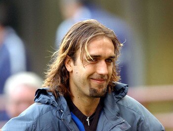 MILAN - MARCH 16:  A portrait of Gabriel Batistuta of Inter Milan following the Serie A match between Inter Milan and Como, played at the Giuseppe Meazza San Siro Stadium, Milan, Italy on March 16, 2003.  (Photo by Grazia Neri/Getty Images)