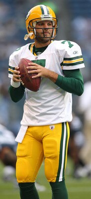 SEATTLE - AUGUST 21:  Quarterback Graham Harrell #7 of the Green Bay Packers warms up prior to the preseason game against the Seattle Seahawks at Qwest Field on August 21, 2010 in Seattle, Washington. (Photo by Otto Greule Jr/Getty Images)