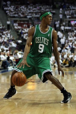AUBURN HILLS, MI - MAY 24:  Rajon Rondo #9 of the Boston Celtics handles the ball against the Detroit Pistons in Game Three of the Eastern Conference Finals during the 2008 NBA Playoffs on May 24, 2008 at the Palace at Auburn Hills in Auburn Hills, Michig
