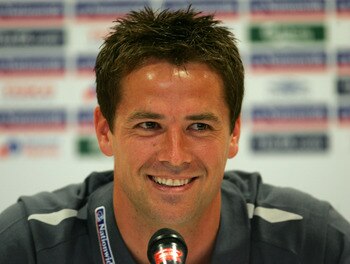 MANCHESTER, UNITED KINGDOM - MAY 24: Michael Owen of England answers questions during a Press Conference prior to the England B team match against Albania at Old Trafford on May 24, 2007 in Manchester, England (Photo by Gary M. Prior/Getty Images).
