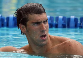 IRVINE, CA - AUGUST 18:  Michael Phelps swims in the men's 200 meter butterfly preliminary heat during the Mutual of Omaha Pan Pacific Championships at the William Woollett Jr. Aquatic Center on August 18, 2010 in Irvine, California.  (Photo by Jeff Gross