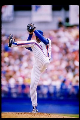 Pitcher Dwight Gooden of the New York Mets in action during a game at Shea Stadium in Flushing, New York.