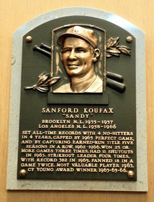 24 Jul 2000:  A general view of the plaque dedicated to Sanford 'Sandy' Koufax at the Baseball Hall of Fame in Cooperstown, New York.Mandatory Credit: Ezra O. Shaw  /Allsport