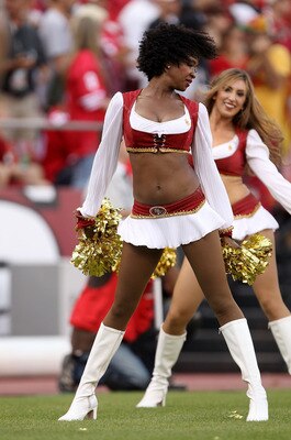 SAN FRANCISCO - NOVEMBER 14:  Members of the Gold Rush cheerleaders perform during the St. Louis Rams game against the San Francisco 49ers at Candlestick Park on November 14, 2010 in San Francisco, California.  (Photo by Ezra Shaw/Getty Images)