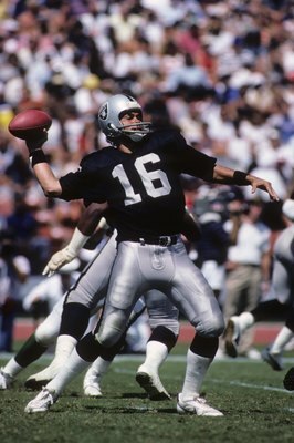 Jim Plunkett as Raiders quarterback in 1985.