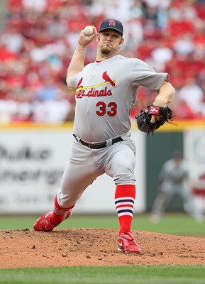 CINCINNATI - MAY 16:  Brad Penny #33 of the St. Louis Cardinals throws a pitch during the game against the Cincinnati Reds at Great American Ball Park on May 16, 2010 in Cincinnati, Ohio.  (Photo by Andy Lyons/Getty Images)