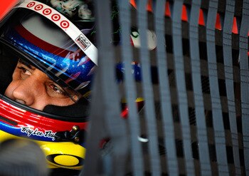 AVONDALE, AZ - NOVEMBER 13:  Juan Pablo Montoya, driver of the #42 Target Chevrolet, sits in his car during practice for the NASCAR Sprint Cup Series Kobalt Tools 500 at Phoenix International Raceway on November 13, 2010 in Avondale, Arizona.  (Photo by R