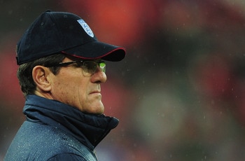 LONDON, ENGLAND - NOVEMBER 17:  Fabio Capello manager of England looks on prior to the international friendly match between England and France at Wembley Stadium on November 17, 2010 in London, England.  (Photo by Shaun Botterill/Getty Images)