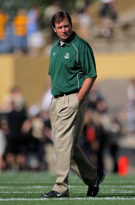 BOULDER, CO - SEPTEMBER 06:  Head coach Steve Fairchild of the Colorado State Rams walks the field during warm ups prior to facing the Colorado Buffaloes at Folsom Field on September 6, 2009 in Boulder, Colorado.  (Photo by Doug Pensinger/Getty Images)
