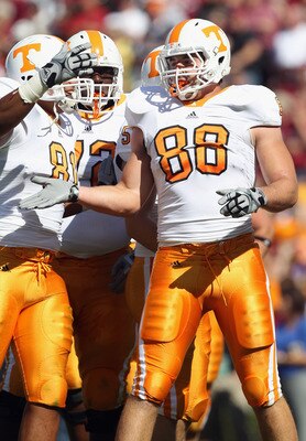 COLUMBIA, SC - OCTOBER 30:  Luke Stocker #88 of the Tennessee Volunteers against the South Carolina Gamecocks during their game at Williams-Brice Stadium on October 30, 2010 in Columbia, South Carolina.  (Photo by Streeter Lecka/Getty Images)