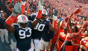 AUBURN, AL - OCTOBER 23:  Mike Blanc #93 and Nick Fairley #90 of the Auburn Tigers against the LSU Tigers at Jordan-Hare Stadium on October 23, 2010 in Auburn, Alabama.  (Photo by Kevin C. Cox/Getty Images)