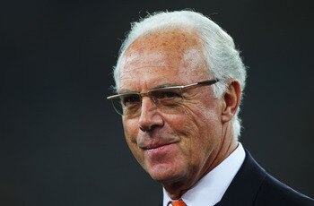 DURBAN, SOUTH AFRICA - JULY 07:  Franz Beckenbauer attends the 2010 FIFA World Cup South Africa Semi Final match between Germany and Spain at Durban Stadium on July 7, 2010 in Durban, South Africa.  (Photo by Michael Steele/Getty Images)