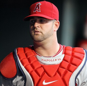 ARLINGTON, TX - JULY 23:  Mike Napoli #44 of the Los Angeles Angels of Anaheim on July 23, 2010 at Rangers Ballpark in Arlington, Texas.  (Photo by Ronald Martinez/Getty Images)