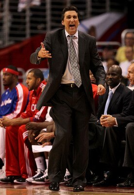 LOS ANGELES - NOVEMBER 3:  Head coach Vinny Del Negro of the Los Angeles Clippers complains to the referees during the game with the Oklahoma City Thunder at Staples Center on November 3, 2010 in Los Angeles, California. The Clippers won 107-92.  NOTE TO