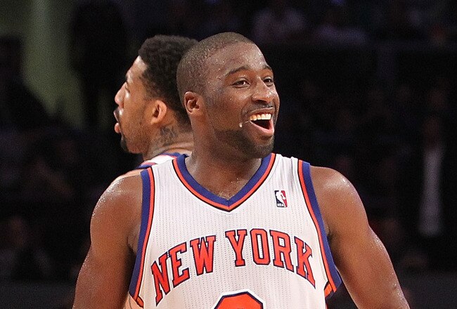 NEW YORK, NY - NOVEMBER 30:  Raymond Felton #2 of the New York Knicks reacts agaisnt the New Jersey Nets on November 30, 2010 at Madison Square Garden in New York City. NOTE TO USER: User expressly acknowledges and agrees that, by downloading and or using