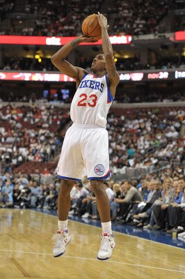 PHILADELPHIA - OCTOBER 27: Lou Williams #23 of the Philadelphia 76ers in action during the game against the Miami Heat at the Wells Fargo Center on October 27, 2010 in Philadelphia, Pennsylvania. NOTE TO USER: User expressly acknowledges and agrees that,
