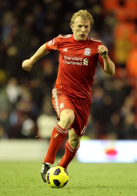 LIVERPOOL, ENGLAND - DECEMBER 06:  Dirk Kuyt of Liverpool in action during the Barclays Premier League match between Liverpool and Aston Villa at Anfield on December 6, 2010 in Liverpool, England. (Photo by Mark Thompson/Getty Images)