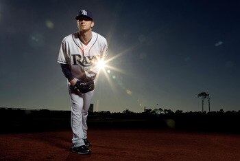 PORT CHARLOTTE, FL - FEBRUARY 26:  (EDITOR'S NOTE: IMAGE HAS BEEN DIGITALLY DESATURATED) J.P. Howell #39 of the Tampa Bay Rays poses for a photo during Spring Training Media Photo Day at Charlotte County Sports Park on February 26, 2010 in Port Charlotte,