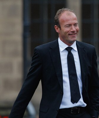 DURHAM, ENGLAND - SEPTEMBER 21:  Former England footballers Alan Shearer (l) and Terry Mcdermott arrive before the Sir Bobby Robson Memorial Service at Durham Cathedral on September 21, 2009 in Durham, England. Thousands of football fans are expected to p