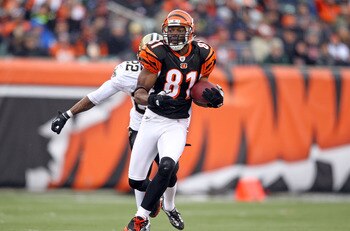 CINCINNATI, OH - DECEMBER 05: Terrell Owens #81 of the Cincinnati Bengals runs with the ball during the NFL game against the New Orleans Saints at Paul Brown Stadium on December 5, 2010 in Cincinnati, Ohio.  The Saints won 34-30.  (Photo by Andy Lyons/Get