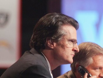 NEW YORK - APRIL 28:  Mel Kiper, Chris Mortensen and Keyshawn Johnson broadcast for ESPN during the 2007 NFL Draft on April 28, 2007 at Radio City Music Hall in New York, New York. (Photo by Chris McGrath/Getty Images)