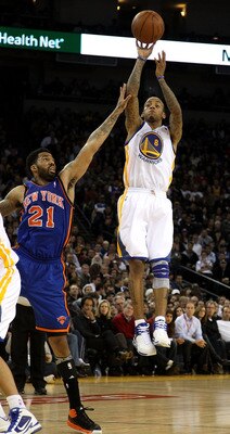 OAKLAND, CA - NOVEMBER 19:  Monta Ellis #8 of the Golden State Warriors in action against the New York Knicks at Oracle Arena on November 19, 2010 in Oakland, California. NOTE TO USER: User expressly acknowledges and agrees that, by downloading and or usi