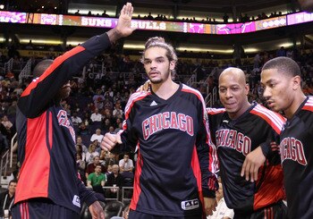 PHOENIX - NOVEMBER 24:  Joakim Noah #13 of the Chicago Bulls is introduced before the NBA game against the Phoenix Suns at US Airways Center on November 24, 2010 in Phoenix, Arizona. NOTE TO USER: User expressly acknowledges and agrees that, by downloadin