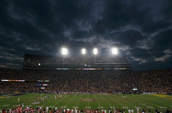 BATON ROUGE, LA - NOVEMBER 20:  A general view of Tiger Stadium during the game between the Louisiana State University Tigers and the Ole Miss Rebels at Tiger Stadium on November 20, 2010 in Baton Rouge, Louisiana.  (Photo by Kevin C. Cox/Getty Images)