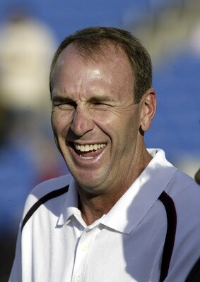 ORCHARD PARK, NY - SEPTEMBER 2:  Head coach Mike Mullarkey of the Buffalo Bills smiles before a preseason game against the Detroit Lions on September 2, 2005 at Ralph Wilson Stadium in Orchard Park, New York. The Lions defeated the Bills 21-7.  (Photo by