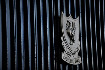 LIVERPOOL, ENGLAND - JANUARY 30: The Liverpool crest on the Shankley Gates during the Barclays Premier League match between Liverpool and Bolton Wanderers at Anfield on January 30, 2010 in Liverpool, England.  (Photo by Laurence Griffiths/Getty Images)