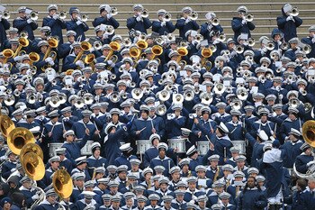 STATE COLLEGE, PA - NOVEMBER 27: The Penn State Nittany Lion Blue Band performs during a game against the Michigan State Spartans on November 27, 2010 at Beaver Stadium in State College, Pennsylvania. The Spartans won 28-22. (Photo by Hunter Martin/Getty