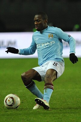 TURIN, ITALY - DECEMBER 16: Shaun Wright-Phillips of Manchester City in action during the UEFA Europa League group A match between Juventus FC and Manchester City at Stadio Olimpico di Torino on December 16, 2010 in Turin, Italy. (Photo by Massimo Cebrell