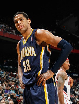 ATLANTA, GA - DECEMBER 11:  Danny Granger #33 of the Indiana Pacers reacts after not drawing a foul from the Atlanta Hawks at Philips Arena on December 11, 2010 in Atlanta, Georgia.  NOTE TO USER: User expressly acknowledges and agrees that, by downloadin