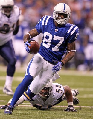 INDIANAPOLIS - NOVEMBER 28: Reggie Wayne #87 of the Indianapolis Colts runs with the ball during the NFL game against the San Diego Chargers at Lucas Oil Stadium on November 28, 2010 in Indianapolis, Indiana.  (Photo by Andy Lyons/Getty Images)