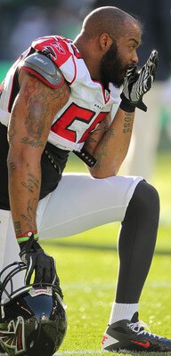 SEATTLE, WA - DECEMBER 19:  Defensive end John Abraham #55 of the Atlanta Falcons looks on during warmups prior to the game against the Seattle Seahawks at Qwest Field on December 19, 2010 in Seattle, Washington. (Photo by Otto Greule Jr/Getty Images)