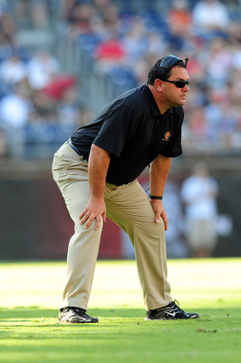 SAN DIEGO - OCTOBER 17:  Head Coach Brady Hoke of San Diego State Aztecs watches his players as they play BYU Cougars at Qualcomm Stadium on October 17, 2009 in San Diego, California.  (Photo by Jacob de Golish/Getty Images)