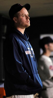 MINNEAPOLIS, MN - OCTOBER 7: Justin Morneau #33 of the Minnesota Twins in the dugout during game two of the ALDS game against the New York Yankees on October 7, 2010 at Target Field in Minneapolis, Minnesota. (Photo by Hannah Foslien /Getty Images)