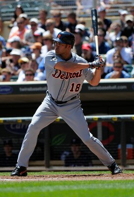 MINNEAPOLIS, MN - JUNE 30: Johnny Damon #18 of the Detroit Tigers bats in the fourth inning against the Minnesota Twins during their game on June 30, 2010 at Target Field in Minneapolis, Minnesota. Twins won 5-1. (Photo by Hannah Foslien /Getty Images)
