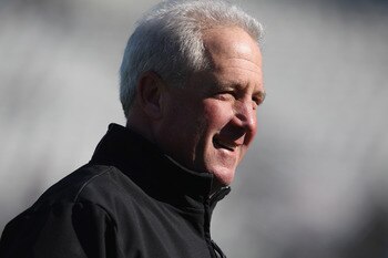 CHARLOTTE, NC - DECEMBER 19:  Head coach John Fox of the Carolina Panthers watches on during warmups against the Arizona Cardinals at Bank of America Stadium on December 19, 2010 in Charlotte, North Carolina.  (Photo by Streeter Lecka/Getty Images)