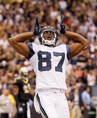NEW ORLEANS - NOVEMBER 21:  Ben Obomanu #87 of the Seattle Seahawks against the New Orleans Saints at Louisiana Superdome on November 21, 2010 in New Orleans, Louisiana.  (Photo by Kevin C. Cox/Getty Images)
