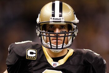 NEW ORLEANS, LA - JANUARY 02:  Drew Brees #9 of the New Orleans Saints warms up before playing the Tampa Bay Buccaneers at the Louisiana Superdome on January 2, 2011 in New Orleans, Louisiana.  (Photo by Chris Graythen/Getty Images)