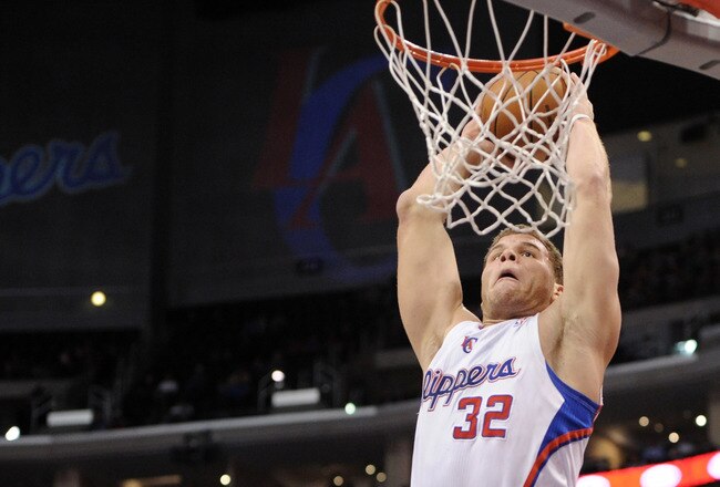 LOS ANGELES, CA - DECEMBER 01:  Blake Griffin #32 of the Los Angeles Clippers dunks against the San Antonio Spurs during a 90-85 Clipper win at the Staples Center on December 1, 2010 in Los Angeles, California.  NOTE TO USER: User expressly acknowledges a