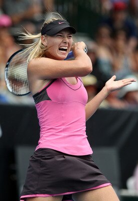 AUCKLAND, NEW ZEALAND - JANUARY 06:  Maria Sharapova of Russia plays a forehand during her match against Greta Arn of Hungary during day four of the ASB Classic at ASB Tennis Centre on January 6, 2011 in Auckland, New Zealand.  (Photo by Sandra Mu/Getty I