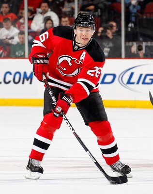 NEWARK, NJ - JANUARY 09: Patrik Elias #26 of the New Jersey Devils skates during an NHL hockey game against the Tampa Bay Lightning at the Prudential Center on January 9, 2011 in Newark, New Jersey.  (Photo by Paul Bereswill/Getty Images)