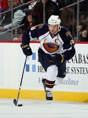 NEWARK, NJ - DECEMBER 31:  Andrew Ladd #16 of the Atlanta Thrashers skates against the New Jersey Devils at the Prudential Center on December 31, 2010 in Newark, New Jersey. The Devils defeated the Thrashers 3-1.  (Photo by Jim McIsaac/Getty Images)