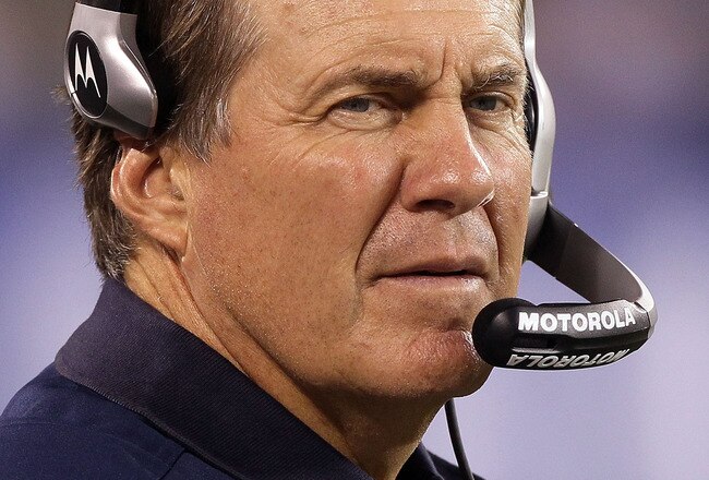 EAST RUTHERFORD, NJ - SEPTEMBER 02:  Head coach Bill Belichick of the New England Patriots looks on as his team play against the New York Giants on September 2, 2010 at the New Meadowlands Stadium in East Rutherford, New Jersey. The Giants defeated the Pa