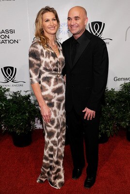 LAS VEGAS - OCTOBER 09:  Former tennis players Steffi Graf (L) and Andre Agassi arrive at the Andre Agassi Foundation for Education's 15th Grand Slam for Children benefit concert at the Wynn Las Vegas October 9, 2010 in Las Vegas, Nevada. The event raises