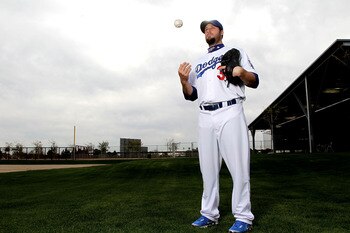 GLENDALE, AZ - FEBRUARY 27:  Eric Gagne of the Los Angeles Dodgers poses during media photo day on February 27, 2010 at the Ballpark at Camelback Ranch, in Glendale, Arizona.  (Photo by Jed Jacobsohn/Getty Images)