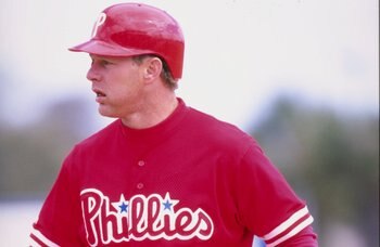 10 Mar 1998:  Outfielder Lenny Dykstra of the Philadelphia Phillies in action during a spring training game against the Toronto Blue Jays at Grant Field in Dunedin, Florida.  The Phillies won the game, 14-3. Mandatory Credit: Tom Hauck  /Allsport